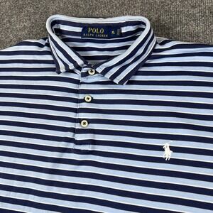 VTG Polo Ralph Lauren Polo Shirt Mens XL Blue Striped Preppy Y2K Pony